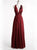 A Line Deep V Neck Burgundy Satin Criss Corss Prom Dresses 