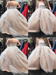 A Line Strapless Appliques Tulle Prom Dresses