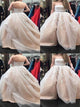 A Line Strapless Appliques Tulle Prom Dresses