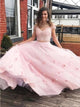 Two Piece Off The Shoulder Floor Length Tulle Prom Dress With Appliques LBQ1613