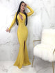 Mermaid Long Sleeves Zipper Up Yellow Prom Dresses 