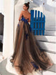 Chic A Line Lace Sweetheart Lace Up Tulle Sweep Train Prom Dresses
