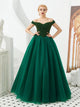 Sweep Train Green Evening Dresses