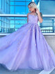 Sweep Train Purple Evening Dresses