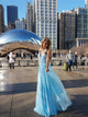 Sweep Train Blue Evening Dresses
