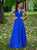 Sweep Train Blue Evening Dresses