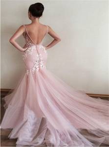 Sweep Train Pink Evening Dresses