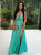 Appliques Slit Tulle Evening Dresses