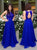 Sweep Train Blue Evening Dresses