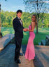 Mermaid Spaghetti Straps Satin Pink Prom Dress LBQ3119