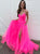 Sweep Train Spaghetti Straps Slit Evening Dresses