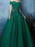 Off the Shoulder Ball Gown Tulle Pleats Prom Dresses LBQ1850