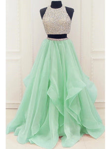 Sweep Train Green Evening Dresses