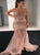Deep V Neck Tulle Champagne Prom Dresses with Sweep Train