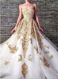 A Line Sweetheart Tulle Appliques Lace Prom Dresses