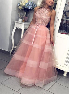 Sweep Train Pink Evening Dresses