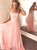 Sweep Train Pink Evening Dresses