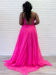 Pleats Fushcia Evening Dresses