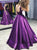 Short Sleeves Purple Prom Dresses