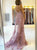 Sweep Train Pink Backless Evening Dresses