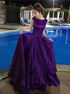 A Line Scoop Short Sleeves Satin Pleats Open Back Prom Dresses LBQ1775