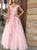 A Line V Neck Sleeveless Beadings Brush Chiffon Prom Dresses