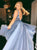 A Line Blue Floral Embellished Evening Dresses
