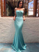 Sweep Train Green  Open Back  Evening Dresses