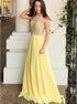 A Line Scoop Sleeveless Lace Up ChiffonProm Dresses With Beading LBQ2122