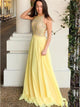 A Line Scoop Sleeveless Lace Up ChiffonProm Dresses With Beading