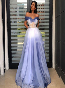 Pleats Short Sleeves Tulle Floor Length Prom Dresses