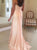 Sheath Sweep Train Pink Evening Dresses