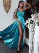 A Line Sweep Train Prom Dresses With Split
