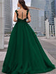 Sweep Train Green Evening Dresses