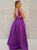 Sweep Train Purple Evening Dresses with Pockets