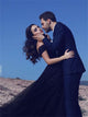 Beadings Navy Blue Prom Dresses