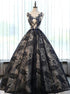 Chic Black Lace A Line Appliques Tulle Prom Dress LBQ0539