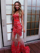 Sweep Train Red Evening Dresses