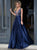 A line V Neck Open Back Sleeveless Prom Dresses