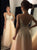 A Line V Neck Open Back Tulle Prom Dresses