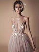  A line Spaghetti Straps Backless Tulle Prom Dresses