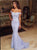 Lavender Tulle Mermaid Off the Shoulder Appliques Prom Dresses