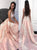 A Line Pink Straps Long Organza Sweep Train Prom Dresses