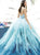 Strapless Tulle Blue Floor Length Appliques Prom Dresses