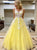 Sweep Train Yellow Evening Dresses