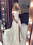 Sweep Train White Satin Prom Dresses