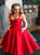 A Line Red Strap  Short Open Back Pleats Prom Dresses