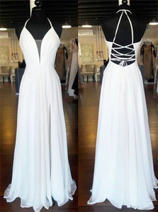 White Pleats Evening Dresses