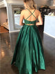 Sweep Train Green Evening Dresses