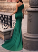 Mermaid One Shoulder Satin Prom Dresses with Sweep Train